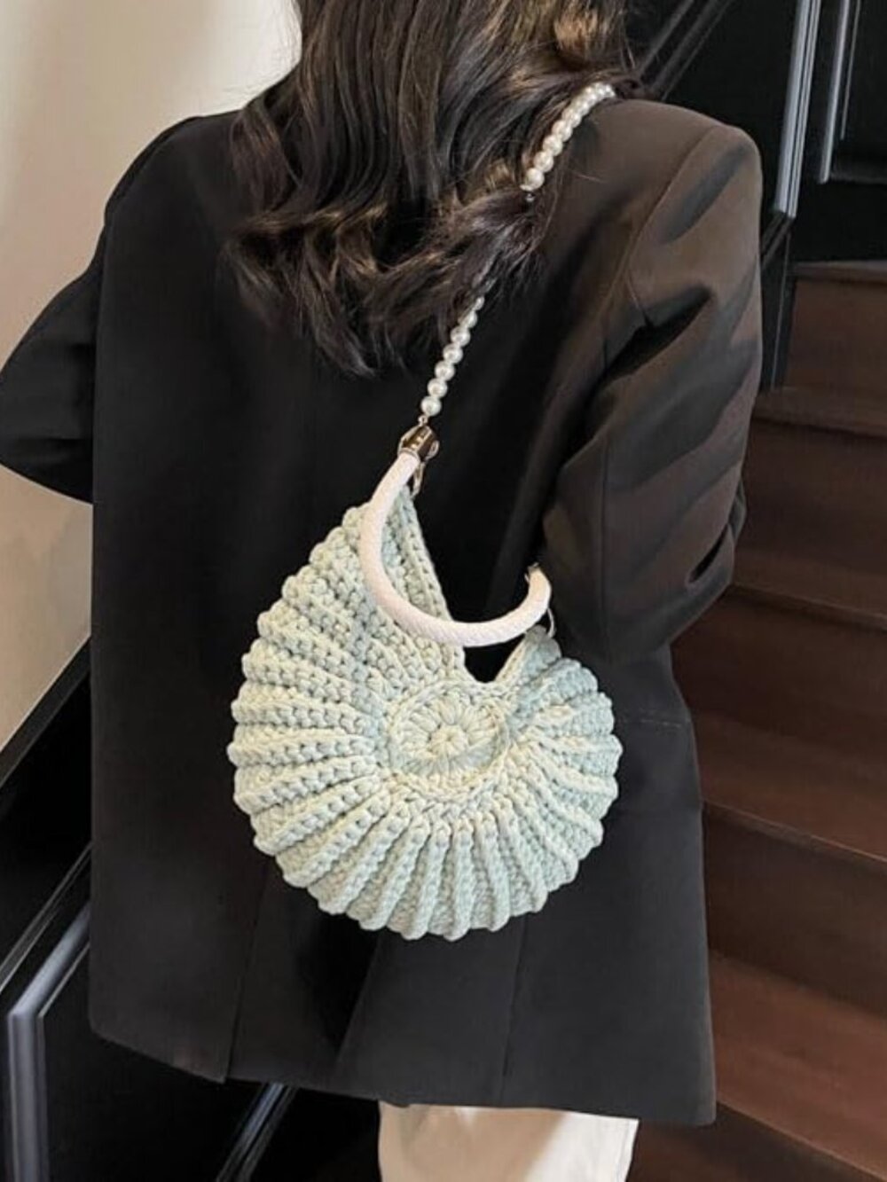 Handmade Crochet Tote Bag Seashell Purse for Women Boho Shell Handbag Crossbody - Picture 3 of 7